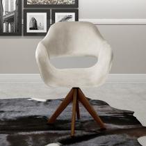 Poltrona Decorativa Zara Pé Giratório de Madeira Sala Recepção Bege Claro Poltrona Decorativa Zara Pé Giratório de Madeira Sala Recepção Bege Claro