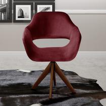 Poltrona Decorativa Zara Pé Giratório de Madeira Sala Recepção Vermelho Bordô Poltrona Decorativa Zara Pé Giratório de Madeira Sala Recepção Vermelho Bordô