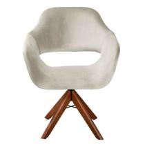 Poltrona Decorativa Zara Pé Giratório em Madeira Facilita Decor
