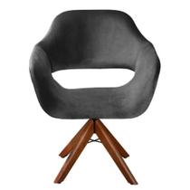 Poltrona Decorativa Zara Pé Giratório em Madeira Facilita Decor