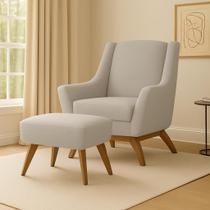 Poltrona Dekorien Juliet Premium Linho Com Puff