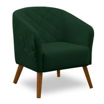 Poltrona Denver Veludo Verde Militar Pés Trapézio Castanho - D'Rossi Poltrona Denver Veludo Verde Militar Pés Trapézio Castanho - D'Rossi
