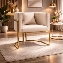 Poltrona Design Base Dourada Luxo Moderna Sala Luna Suede Cor:Suede Rosa Poltrona Design Base Dourada Luxo Moderna Sala Luna Suede Cor:Suede Rosa