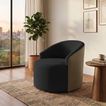 Poltrona Design Moderno Confortavel para Sala e Quarto Preta Leticia