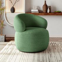 Poltrona Design Orgânico Moderno e Sofisticado Eloah Base Giratória Bouclé Italiano Verde Selva