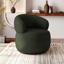 Poltrona Design Orgânico Moderno e Sofisticado Eloah Base Giratória Linho Premium Turco Verde