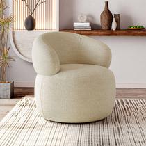 Poltrona Design Sofisticado Orgânica Luxo Fino Acabamento Eloah Base Giratória Bouclé Italiano Bege