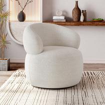 Poltrona Design Sofisticado Orgânica Luxo Fino Acabamento Eloah Giratória Bouclé Italiano Off White