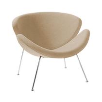 Poltrona Design Trevo Suede Bege Base Inox