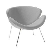 Poltrona Design Trevo Suede Cinza Base Inox
