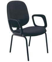 Poltrona Diretor com Braços Base Fixa com 4 pés Linha Uno Preto