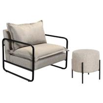 Poltrona Diva com Puff Carol Moderna Metal Bella Decor