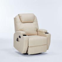 Poltrona do Papai Cinema Manual Vector Balanço Massagem Aquecimento Porta Copos PU Bege G94 - Gran Belo Poltrona do Papai Cinema Manual Vector Balanço Massagem Aquecimento Porta Copos PU Bege G94 - Gran Belo