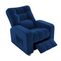 Poltrona do Papai Clausi 82cm Reclinável Manual Veludo Azul - Sallar Home