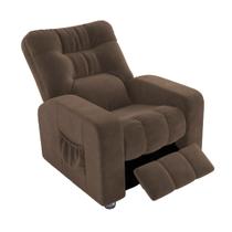 Poltrona do Papai Clausi 82cm Reclinável Manual Veludo Marrom - Sallar Home Poltrona do Papai Clausi 82cm Reclinável Manual Veludo Marrom - Sallar Home