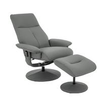 Poltrona do Papai Elétrica com Massagem Nebraska Giratória com Puff para os Pés Pu Cinza G56 - Rivatti Poltrona do Papai Elétrica com Massagem Nebraska Giratória com Puff para os Pés Pu Cinza G56 - Rivatti