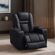Poltrona do Papai Elétrica Reclinável Chicago com Aquecimento Massagem e Porta Copos Entrada USB/USB-C PU Preto G94 - Gran Belo Poltrona do Papai Elétrica Reclinável Chicago com Aquecimento Massagem e Porta Copos Entrada USB/USB-C PU Preto G94 - Gran Belo
