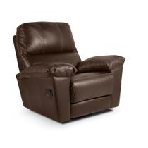 Poltrona do Papai em Couro Reclinável Giratória Relax Glider Mecânico Marrom- Touro e Cia