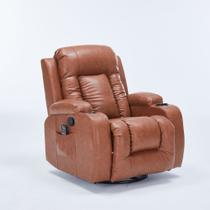 Poltrona do Papai Manual Reclinável Austin Massagem Aquecimento Balanço Giratória PU G94 - Gran Belo