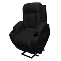 Poltrona do Papai Miami Elevação Lift 150º Massagem Aquecimento Idoso PU Preto G31 - Encantum