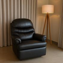 Poltrona do Papai Realeza Preto Tecido Sintético material sintético Papai Mamãe Encosto Reclinável E Retrátil Sala Quarto Hospitalar Estetica