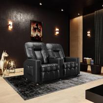 Poltrona do Papai Reclinável 2 Lugares Sala de Cinema Pequim Manual PU Preto G23 - Gran Belo Poltrona do Papai Reclinável 2 Lugares Sala de Cinema Pequim Manual PU Preto G23 - Gran Belo