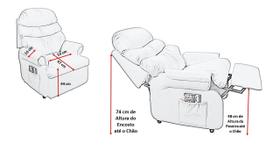 Poltrona do Papai Reclinável Barão com Assento de Elevação Veludo
