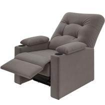 Poltrona do Papai Reclinável Besthouse Coimbra Columbia com porta-copos nos braços em tecido suede veludo cinza