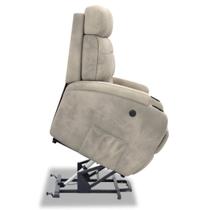 Poltrona do Papai Reclinável com Sistema de Elevação Elétrica LIFT Com Massageador Revestido em Suede - Modelo Florença Damie