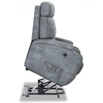 Poltrona do Papai Reclinável com Sistema de Elevação Elétrica LIFT Com Massageador Revestido em Suede - Modelo Florença Damie