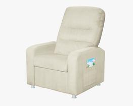 Poltrona Do Papai Reclinável Confortável Suede bege Mecanismo Manual Poltrona Do Papai Reclinável Confortável Suede bege Mecanismo Manual