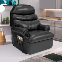 Poltrona Do Papai Reclinável E Retratil Confortavel material sintético Preto