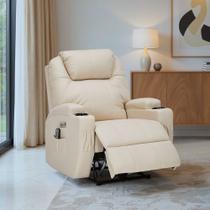 Poltrona do Papai Reclinável Elétrica Vector com Massagem Aquecimento e Porta Copos Entrada USB/USB-C PU Bege G94 - Gran Belo Poltrona do Papai Reclinável Elétrica Vector com Massagem Aquecimento e Porta Copos Entrada USB/USB-C PU Bege G94 - Gran Belo