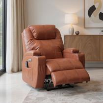 Poltrona do Papai Reclinável Elétrica Vector com Massagem Aquecimento e Porta Copos Entrada USB/USB-C PU Caramelo G94 - Gran Belo Poltrona do Papai Reclinável Elétrica Vector com Massagem Aquecimento e Porta Copos Entrada USB/USB-C PU Caramelo G94 - Gran Belo