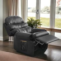 Poltrona Do Papai Reclinavel em material sintético Conforto Botão (PRETO)