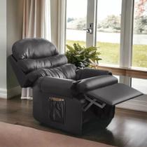 Poltrona Do Papai Reclinavel em material sintético Conforto Do Vovô Amamentação (PRETO)