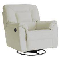 Poltrona do Papai Reclinável Giratória com Balanço Doha Couro Off White G43 - Gran Belo Poltrona do Papai Reclinável Giratória com Balanço Doha Couro Off White G43 - Gran Belo