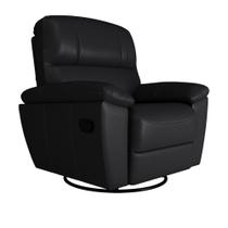 Poltrona do Papai Reclinável Giratória Glider Mecânico Armênia Couro Preto G40 - Gran Belo