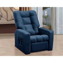 Poltrona do Papai Reclinável Israel Suede Azul Kaleo Decor Poltrona do Papai Reclinável Israel Suede Azul Kaleo Decor