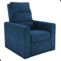 Poltrona do Papai Reclinável Leon Veludo Azul Poltrona do Papai Reclinável Leon Veludo Azul