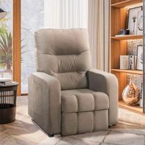 Poltrona do Papai Reclinável Maldivas Suede Bege Marfim Plus Star Confort