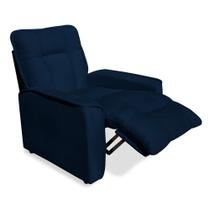 Poltrona do Papai Reclinável Manual Comfort Veludo Azul Marinho - Montanaris Decor