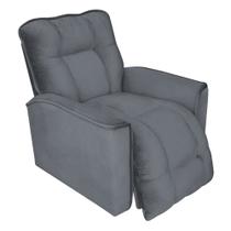 Poltrona do Papai Reclinável Manual Comfort Veludo Cinza - Montanaris Decor