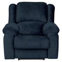 Poltrona do Papai Reclinável Manual Magnum Veludo Azul Clássico G23 - Gran Belo
