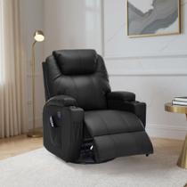 Poltrona do Papai Reclinável Manual Vector Base Giratória Massagem Aquecimento e Porta Copos PU Preto G94 - Gran Belo Poltrona do Papai Reclinável Manual Vector Base Giratória Massagem Aquecimento e Porta Copos PU Preto G94 - Gran Belo