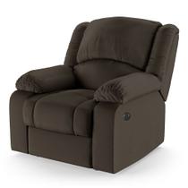 Poltrona do Papai Reclinável Massageadora Elétrica com USB Simon F05 Corano Marrom Fosco -Lyam Decor