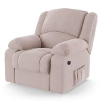 Poltrona do Papai Reclinável Massageadora Elétrica com USB Simon F05 Veludo Rosê - Lyam Decor Poltrona do Papai Reclinável Massageadora Elétrica com USB Simon F05 Veludo Rosê - Lyam Decor