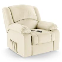Poltrona Do Papai Reclinável Melim Controle Power Elétrico Pu Bege Fh1 - D'rossi