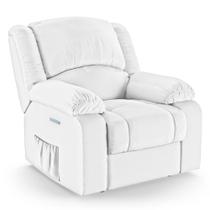 Poltrona do Papai Reclinável Melim Elétrica LED PU Branco FH1 - D'Rossi Poltrona do Papai Reclinável Melim Elétrica LED PU Branco FH1 - D'Rossi