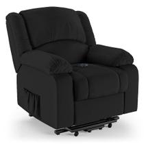 Poltrona Do Papai Reclinável Melim Elevação Lift Elétrico Pu Preto Fh1 - D'rossi Poltrona Do Papai Reclinável Melim Elevação Lift Elétrico Pu Preto Fh1 - D'rossi
